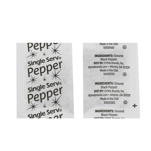 Single Serv Flat Pepper Packets, 3000 x 0.1 GR Case - Spices Seasonings
