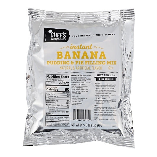 Chefs Companion Banana Flavored Instant Pudding Mix & Pie Filling, 12 x 24 oz Case - Bakery & Desserts