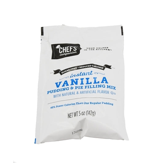 Chefs Companion Sugar Free Reduced Calories Vanilla Flavored Instant Pudding Mix & Pie Filling, 12 x 5 oz Case - Bakery