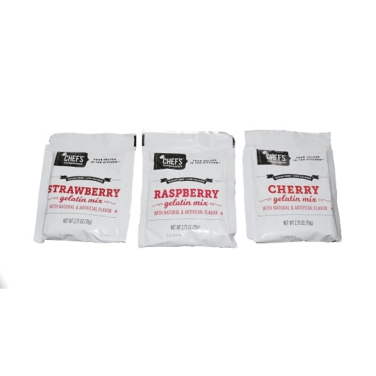 Chefs Companion Sugar Free Assorted Reds Gelatin Mix, 18 x 2.75 oz Case - Bakery & Desserts
