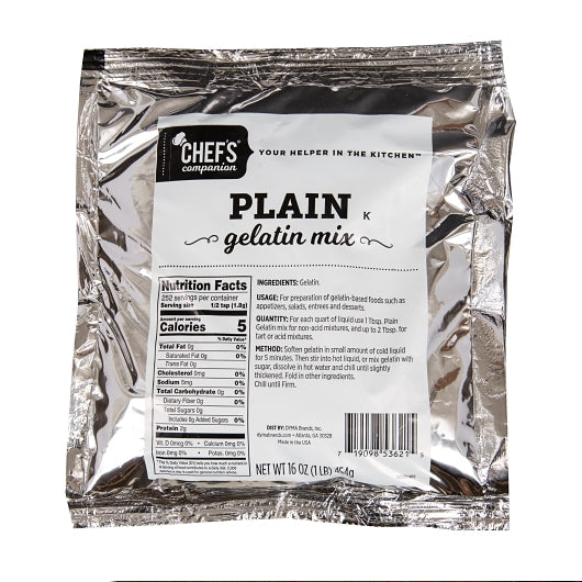Chefs Companion Unflavored Gelatin Mix, 12 x 1 lb Case - Bakery & Desserts