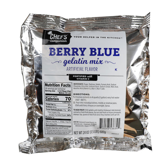 Chefs Companion Berry Blue Flavored Gelatin Mix, 12 x 24 oz Case - Bakery & Desserts