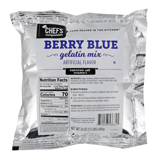 Chefs Companion Berry Blue Flavored Gelatin Mix, 12 x 24 oz Case - DOT product image 3