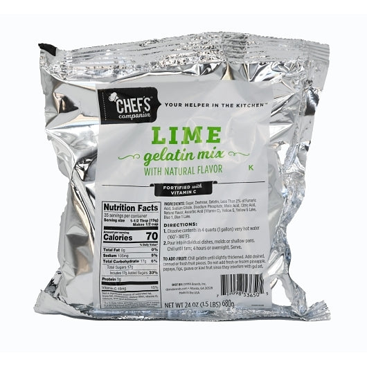 Chefs Companion Lime Flavored Gelatin Mix, 12 x 24 oz Case - Bakery & Desserts
