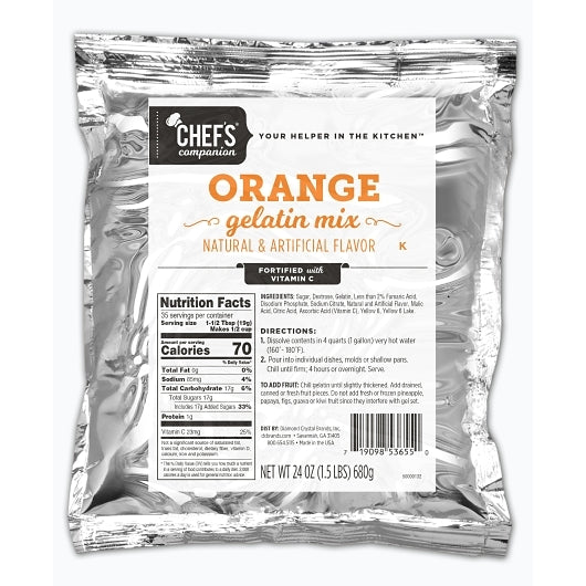 Chefs Companion Orange Flavored Gelatin Mix, 12 x 24 oz Case - DOT product image 2