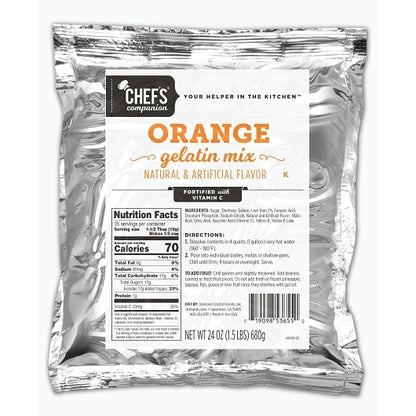 Chefs Companion Orange Flavored Gelatin Mix, 12 x 24 oz Case - Bakery & Desserts