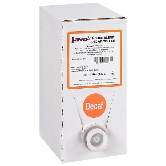 Javo Beverage 40X HOUSE BLEND DECAF COFFEE BAG IN BOX, 2 x 0.5 GA Case - DOT product image 3