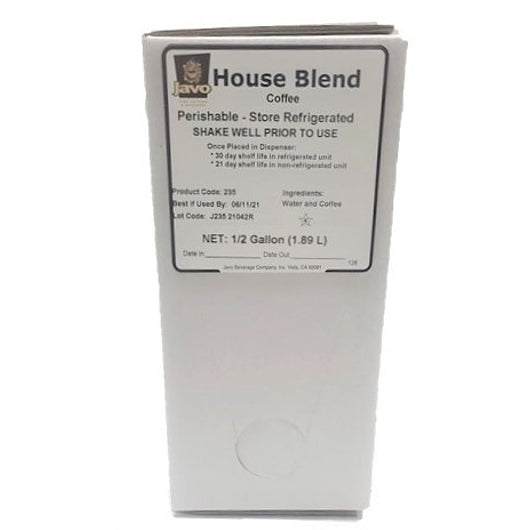 Javo Beverage House Blend Bag in Box, 2 x 0.5 GA Case - Beverages