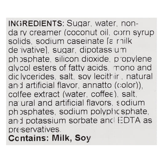 Javo Beverage Caramel Iced Latte, 1 x 1 GA Case - Combined nutrition and ingredients label