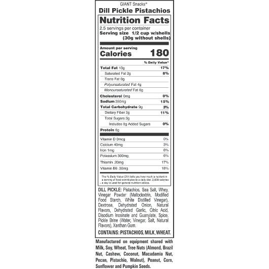 Giant Snack Dill Pickle Pistachios, 8 x 4.5 oz Case - DOT product image 6