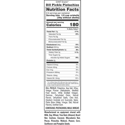 Giant Snack Dill Pickle Pistachios, 8 x 4.5 oz Case - DOT product image 6