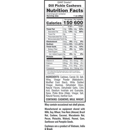 Giant Snack Giants Cashews Dill, 8 x 4 oz Case - DOT product image 6