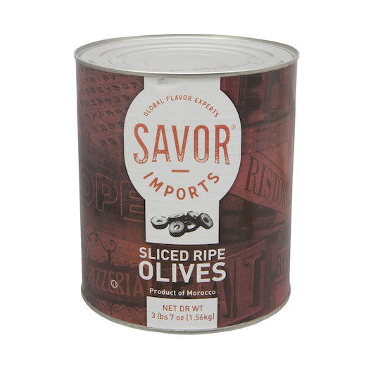 Savor Imports Canned Sliced Olives, 6 x 10 CN Case - Condiments & Sauces