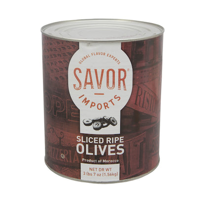 Savor Imports Canned Sliced Olives, 6 x 10 CN Case - Condiments & Sauces