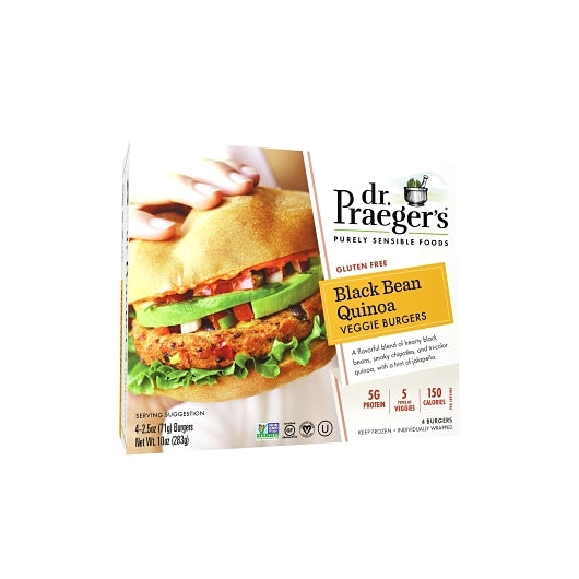 Dr. Praegers Sensible Foods Black Bean & Quinoa Veggie Burger, 6 x 10 oz Case - DOT product image 4