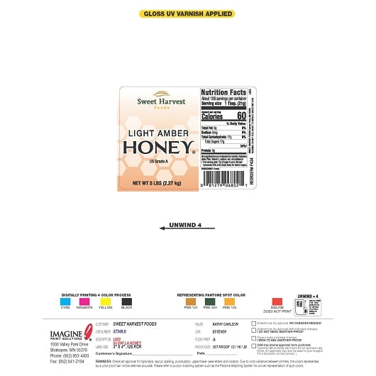 Sweet Harvest Foods Light Amber Honey Bulk, 6 x 5 lb Case - DOT product image 7
