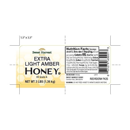 Natural American Foods Extra Light Amber Honey Bulk, 6 x 3 lb Case - DOT product image 7