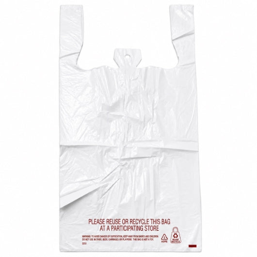 Spectrum White Plain T-shirt Bag 15x7x26, 1000 x 1 ct Case - Disposables