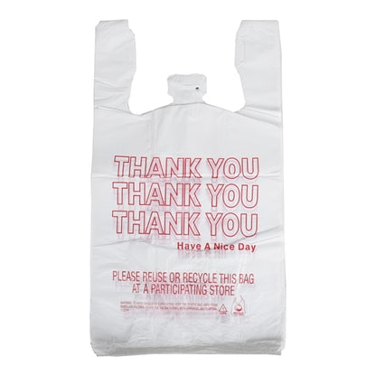 Spectrum 10 Microns White Thank You T-Shirt Bag 11X6, 1 x 975 ct Case - Disposables