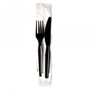 Dixie Heavy Weight Polystyrene Wrapped Knife Fork Napkin Kit Black (PACK OF 500)