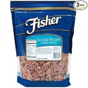 Fisher Large Glazed Pecan Pieces, Ready For Cooking (32 OZ, 3 Per Case)
