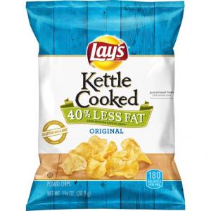 Lay's Kettle Cooked 40% Less Fat Original Potato Chips, 1.375 Ounce (Pack of 64)