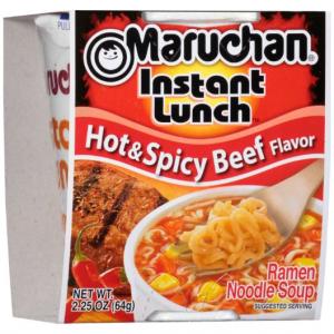 Maruchan Instant Lunch Hot & Spicy Beef, 2.25 Oz, Pack of 12