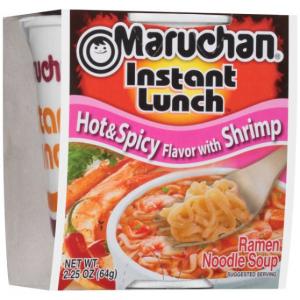 Maruchan Instant Lunch Hot & Spicy Shrimp, 2.25 Oz, Pack of 12