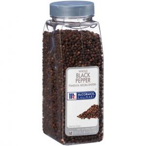 McCormick Whole Black Pepper - 19.5 oz. container, 6 per case