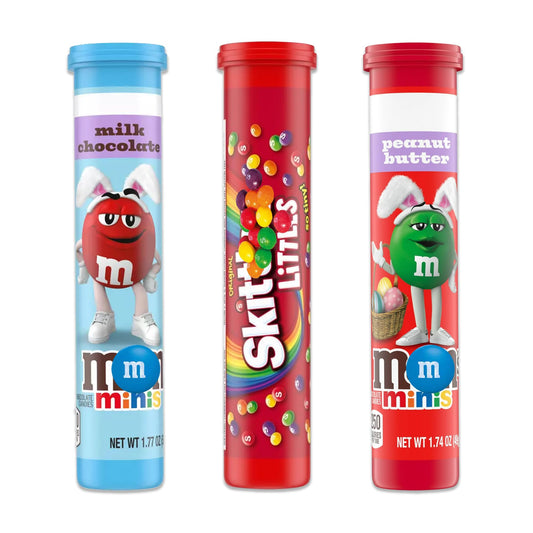 Easter Candy Tube Set Variety 3 Pack- Includes Fruity Candy Pieces, Chocolate, and Peanut Butter Chocolates
