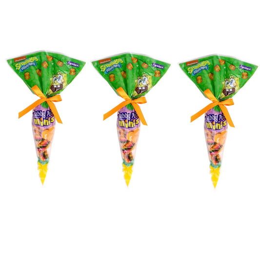 Spongebob Easter Gummy Candy Easter Carrots Filled with Mini Krabby Patty Gummies Inside, 3 Pack.
