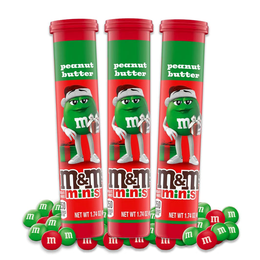 Chocolate Peanut Butter Mini Candy Pieces Christmas Candy Stocking Stuffer Tubes 3 Pack. Mini Chocolate Candy Pieces with Peanut Butter, Mini Peanut Butter Chocolate Candy Pieces Christmas Stocking Stuffer Candy.