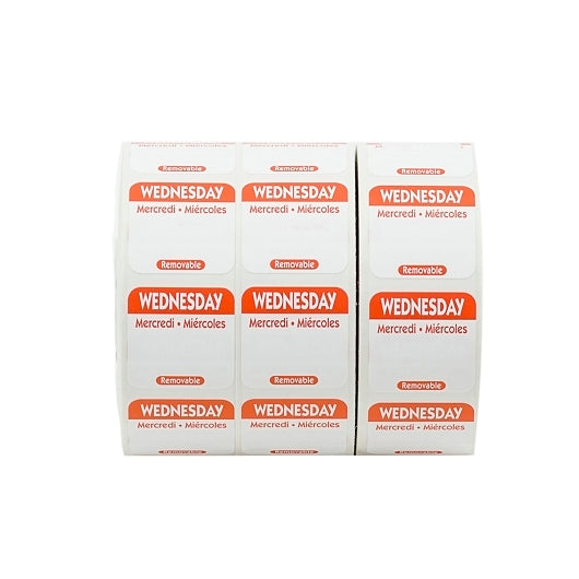 NCCO Removable Trilingual Wednesday Labels, 1 x 3 each Case - Food Labels & Day Labels - image 2