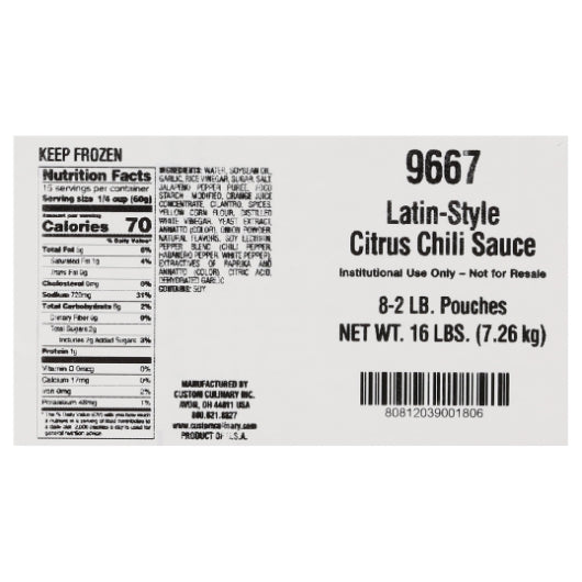 Custom Culinary Gold Ready-to-Use Gluten Free Latin-Style Citrus Chili Sauce, 8 x 2 lb Case - DOT product image 8