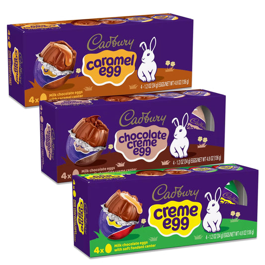 Creme Eggs Bulk Variety 12 Pack- Includes 4 Caramel Eggs, 4 Dark Creme Eggs and 4 Milk Creme Chocolate Easter Eggs