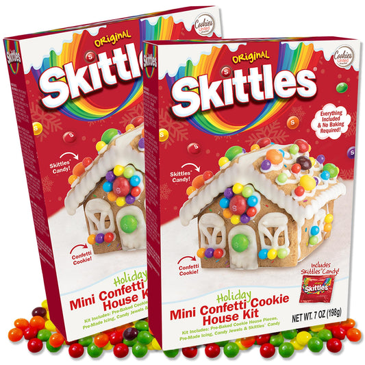Fruity Candy Pieces Christmas Mini Gingerbread House Kit 2 Pack. Christmas Ginger Bread House Kit, Christmas Gingerbread House Kit, Christmas Candy, Small Gingerbread House Kit