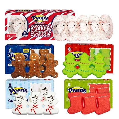 Peeps Christmas Marshmallow Candy Variety 5 Pack- 5 Flavors of Stocking Stuffers Gift Basket by Rebel Smuggling Galactic Emporium