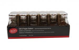 Tablecraft 2 Ounce Square Glass Salt and Pepper Shaker, 4 x 12 ct Case