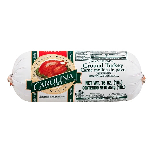 Butterball Carolina Ground Fine Ground Chub Turkey, 12 x 1 lb Case - Frozen Meat & Seafood