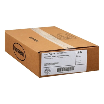 Butterball Seasoned Raw Round Turkey Burger, 40 x 6 oz Case - GS1 closed shipping case image