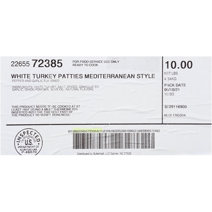 Carolina Mediterranean Turkey Mediterranean Style Turkey Patty Burger, 30 x 5.33 oz Case - DOT product image 8