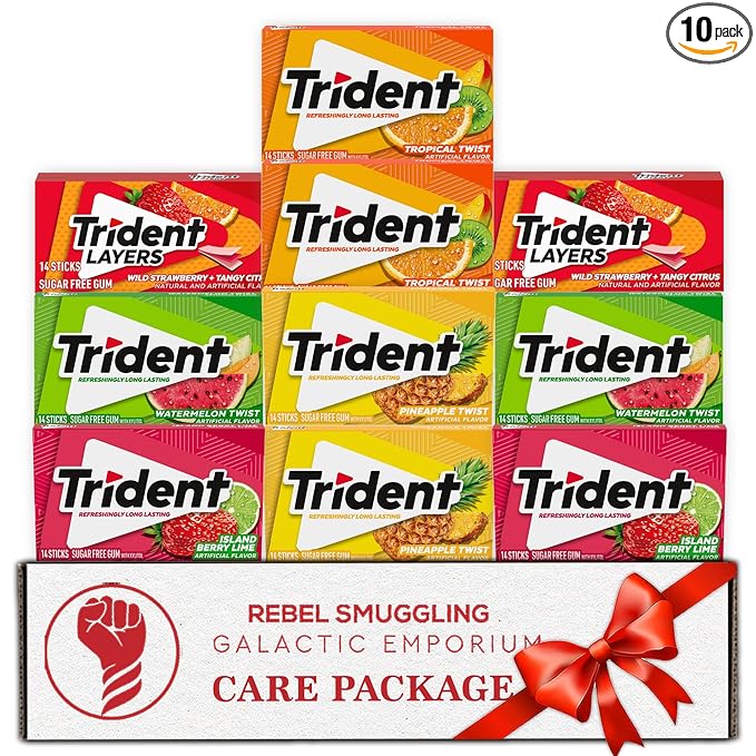 Trident Gum 10 Pack- Includes 2 Packs Each of 5 Flavors by Rebel Smuggling Galactic Emporium