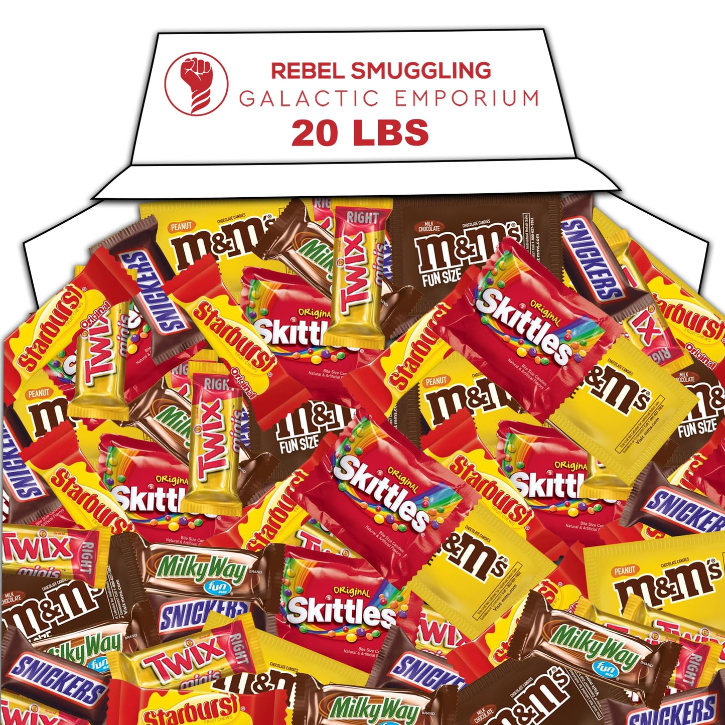 20lb Chocolate Mixed Candy Variety Pack Bulk - Fun Size Candy Bars Assortment by Rebel Smuggling Galactic Emporium