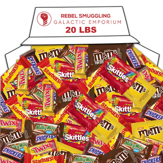 20lb Chocolate Mixed Candy Variety Pack Bulk - Fun Size Candy Bars Assortment by Rebel Smuggling Galactic Emporium