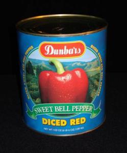 Moody Dunbar 1/4" Diced Red Pepper - no. 10 can, 6 cans per case