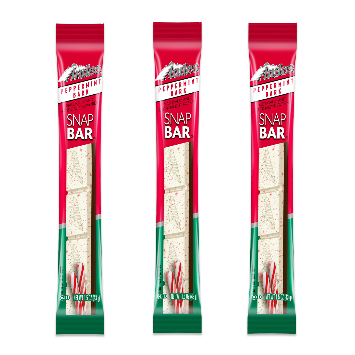 Andes Peppermint Bark Snap Bar 1.5 oz (Pack of 3)