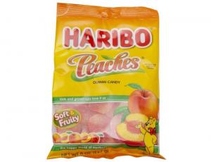 Haribo Confectionery Peaches Gummy Candy, 8 Ounce - 10 per case.