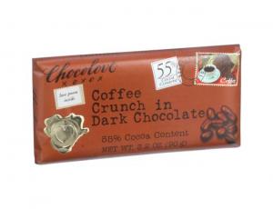 Chocolove 55 Percent Cocoa Coffee Crunch Dark Chocolate Bar, 3.2 Ounce - 144 per case