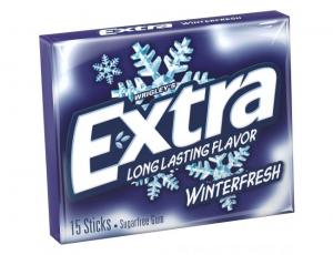 Extra Winterfresh Sugarfree Gum - 10 count per pack - 12 packs per case.