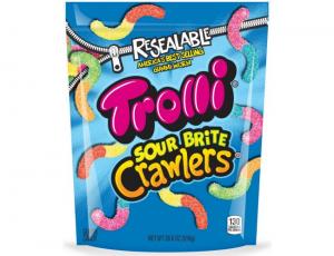 Trolli Sour Brite Crawlers Gummy Candy Resealable Bag, 6 x 28.801 oz Case